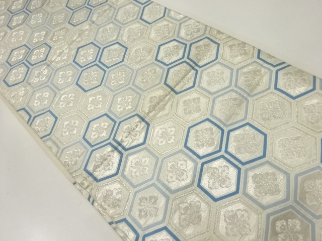 JAPANESE KIMONO / ANTIQUE FUKURO OBI / SILK / WOVEN FLORAL KIKKO